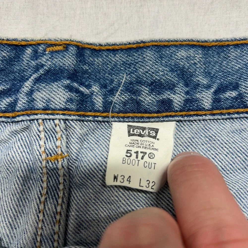 Vintage Levis 517 Bootcut Jeans Mens 34x32 Blue Medium Wash Denim Made in USA